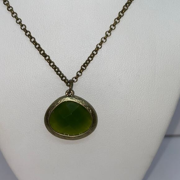 Green & Gold-Tone Rhinestone Pendant Necklace - Picture 2 of 8